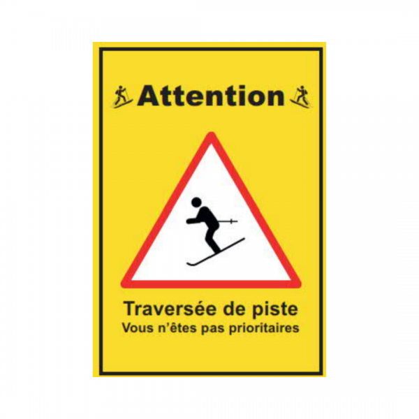 Panneau signalisation Sticker Ski de Randonnée "Attention traversée" A4 REC-STI250